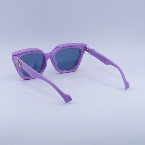 🕶️ New Gucci GG1542S 002 Sunglasses - Lilac Frame, Clear/Blue Lenses - Picture 9 of 12